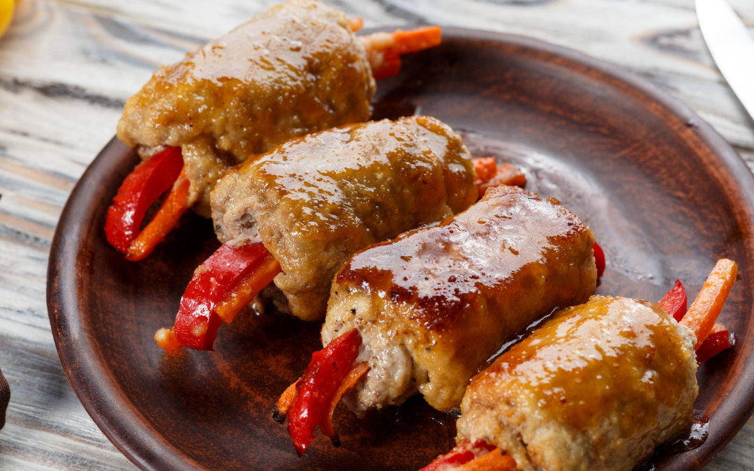 Gesunde Gebackene Hähnchen-Paprika-Rollen