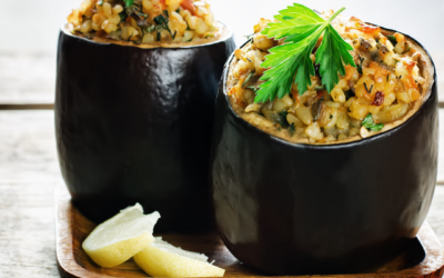 Gefüllte Auberginen mit Bulgur und Feta