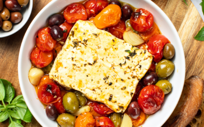 Gebackener Feta mit Honig, Thymian und Oliven