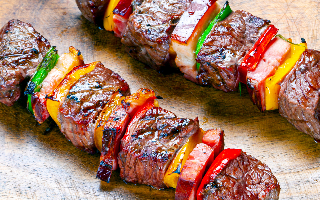 Steak und Süßkartoffel-Spieße