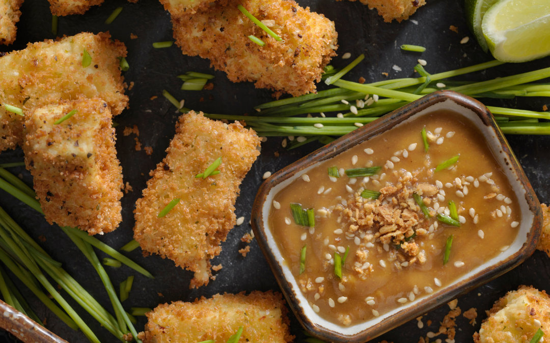 Gebackener Tofu mit Erdnuss-Sauce