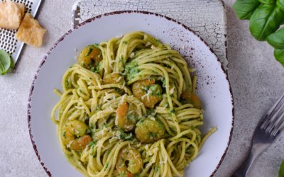 Figurformende Garnelen-Spinat-Pasta