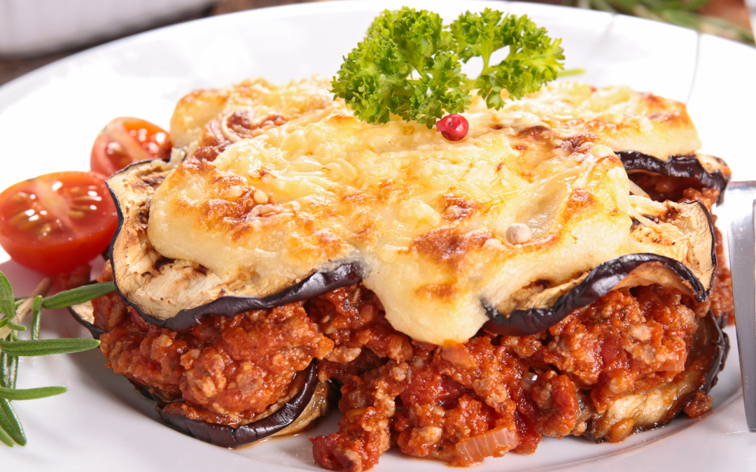 Gesunde Moussaka mit Linsen und Auberginen