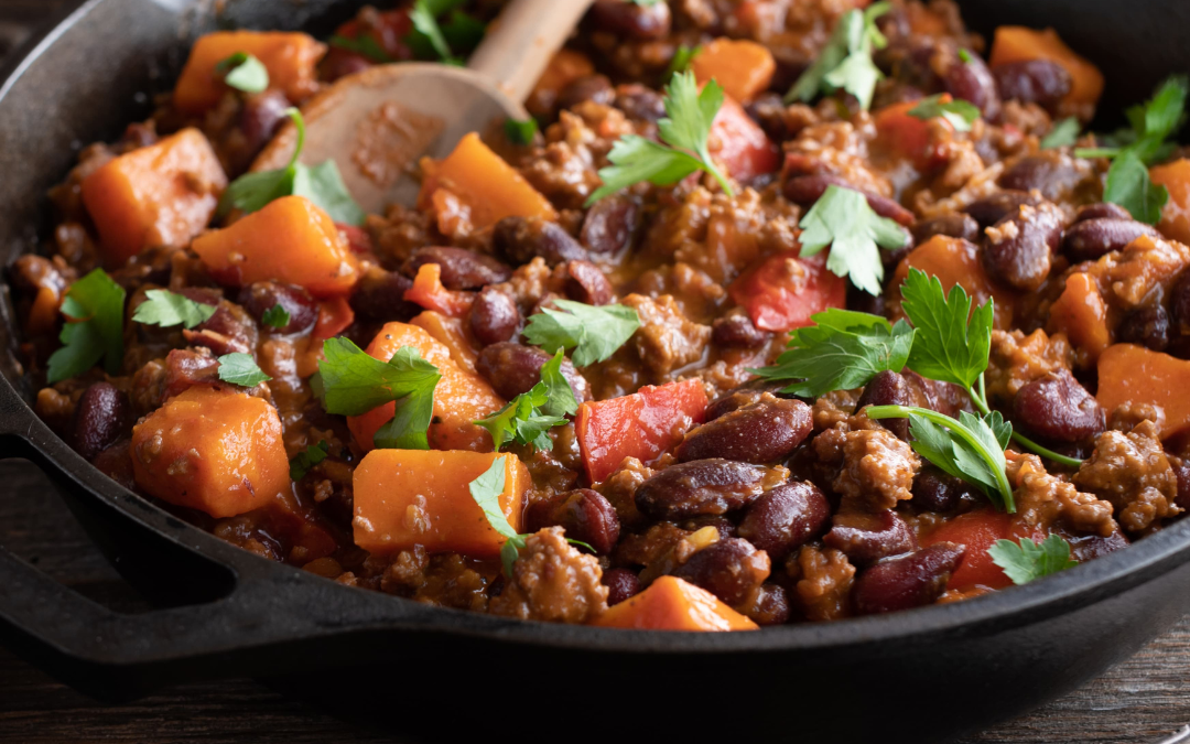 Powerfood Rinderhackfleisch-Pfanne mit Süßkartoffeln