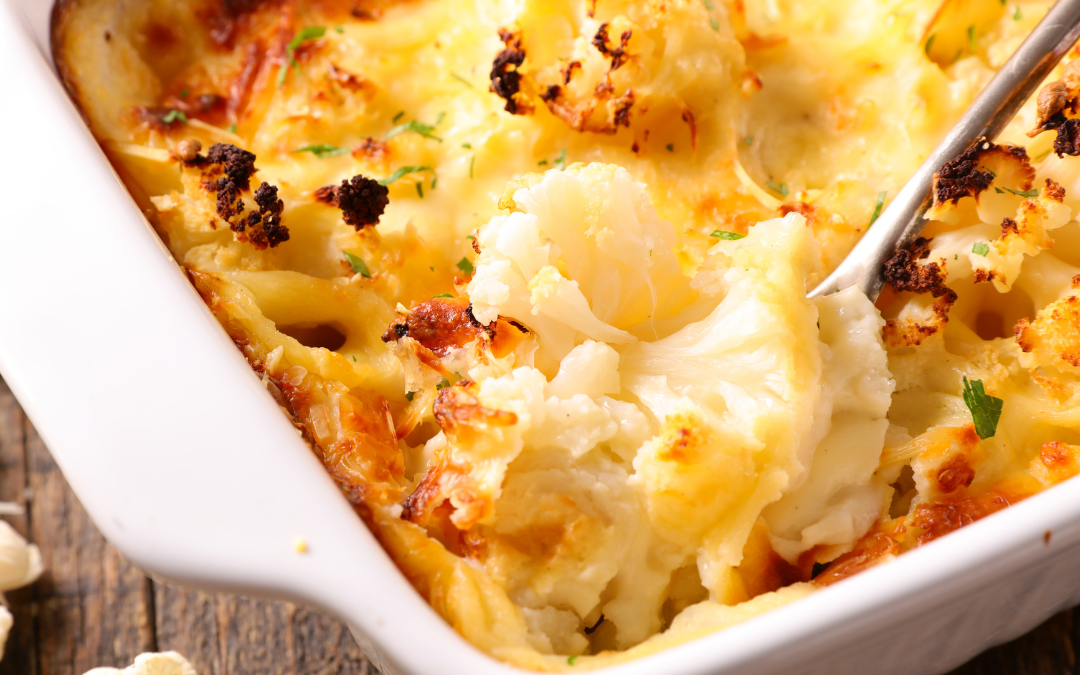 Kalorienarmer Blumenkohl-Gratin mit Cheddar
